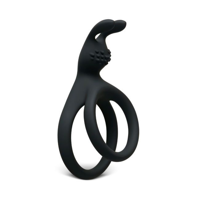 Double Cock Ring Stay Hard Rabbit Black