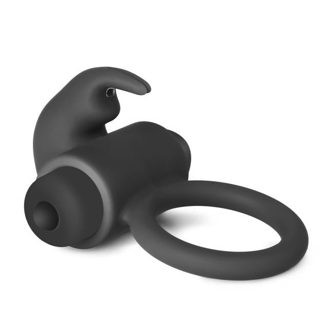 MagicBator Black Color Silicone Rabbit Vibrating Cock Ring
