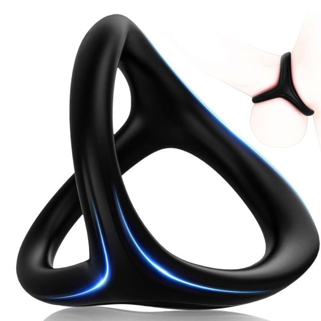 Black Color 3 in 1 Ultra Soft Cock Ring for Erection Enhancing