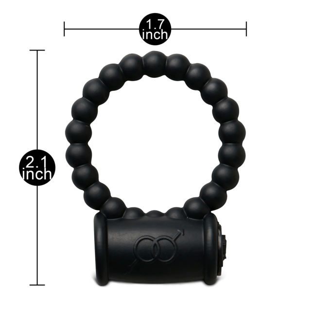 MagicBator Beaded Black Color Silicone Vibrating Cock Ring