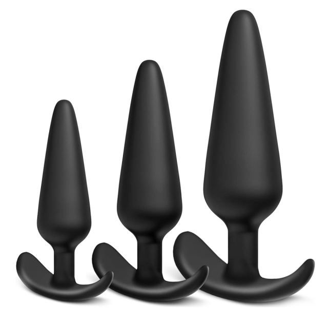 Black Silicone Butt Plug Set