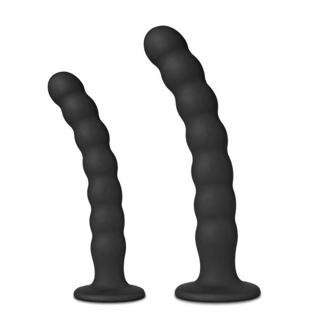2 PCS Black Beaded Silicone Butt Plug