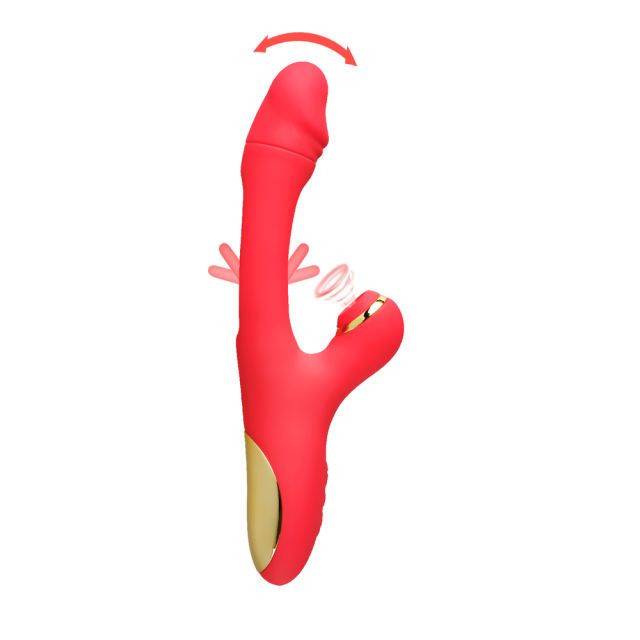 7-Speed Red Vibrator with Sucking and Flapping Function
