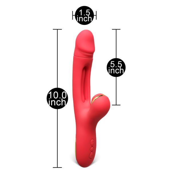 7-Speed Red Vibrator with Sucking and Flapping Function — From the Fun Line