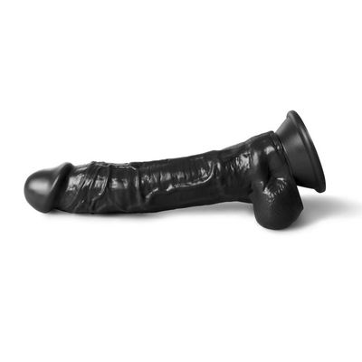 Being Fetish 9.7” Realistic Dildo with Testicles &amp; Suction Black — Prime Favorite