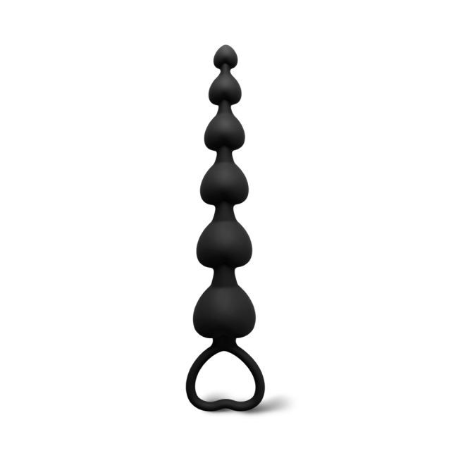 Black Silicone Heart Shape Anal Beads — From the Fun Line