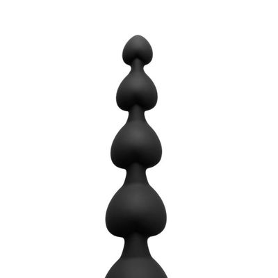 Black Silicone Heart Shape Anal Beads — From the Fun Line