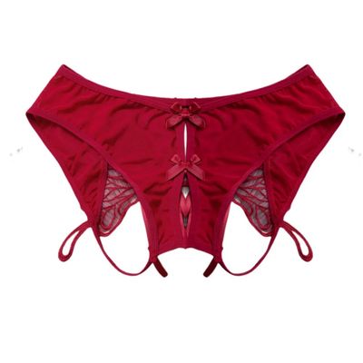 Butterfly Untie Underwear-Burgundy-One Size