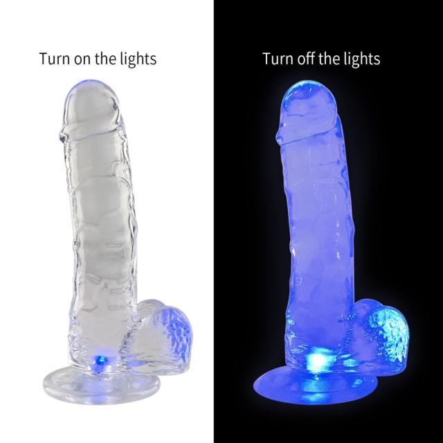 Clear Light-Up Dildo 7.29&#39;&#39;  (No Vibration) — Glow Classic