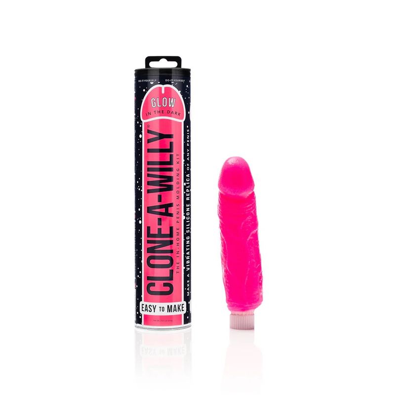 Clone-A-Willy DIY Vibrating Dildo Kit Glow-in-the-Dark Hot Pink — Satin Edition