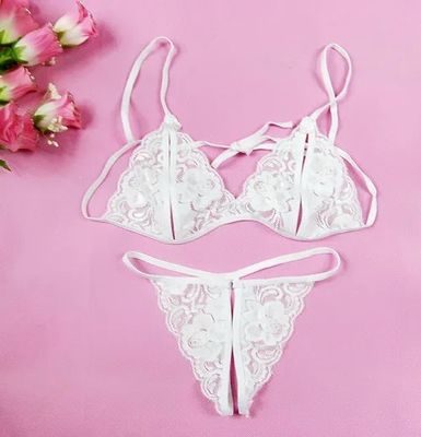 Lace Crotchless Panty Set-White One Size — Glow Pick