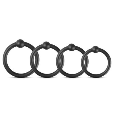 MagicBator 4 PCS Black Silicone Cock Ring Kit — Neon Edition