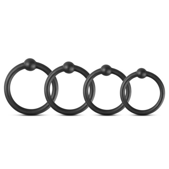 MagicBator 4 PCS Black Silicone Cock Ring Kit — Neon Edition