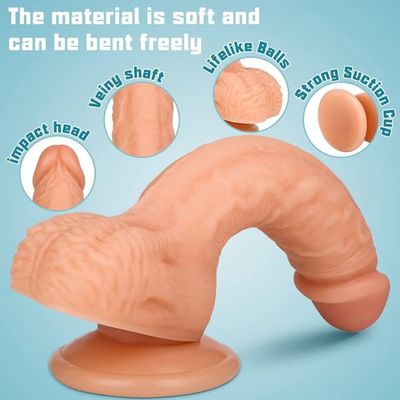 MagicBator 8'' Silicone Realistic Dildo with Testicles and Suction Cup Light Flesh — Power Pick