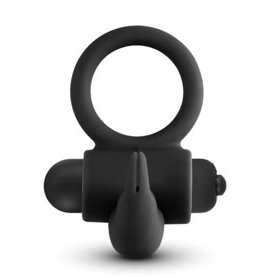 MagicBator Black Color Silicone Rabbit Vibrating Cock Ring — Premium Select