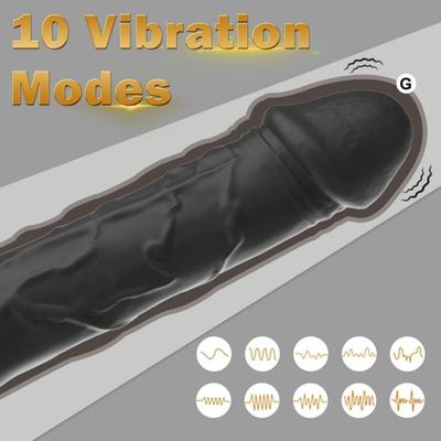 MagicBator Realistic Vibrator with Handle Black — Luxe Select