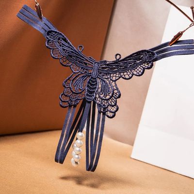 Pearl Butterfly Crotchless Underwear-Dusty Blue One Size — Editors’ Fave