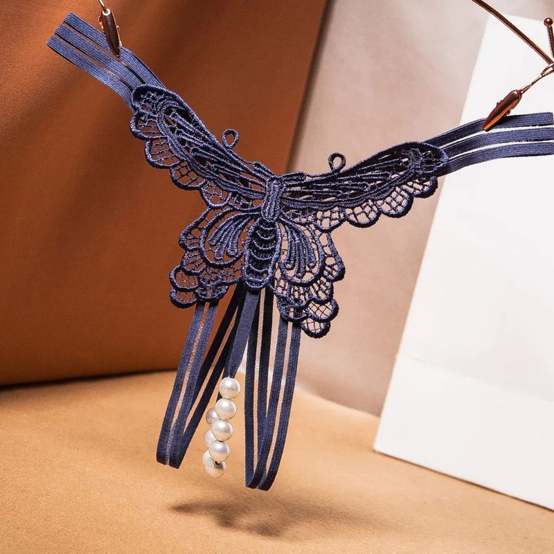 Pearl Butterfly Crotchless Underwear-Dusty Blue One Size — Editors’ Fave