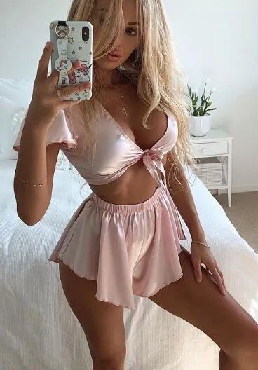 Satin Lingerie Set-Pink-Small — Crystal Classic