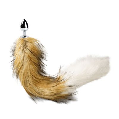 Small Metal Anal Plug with Yellow and White Tail — Premium Select