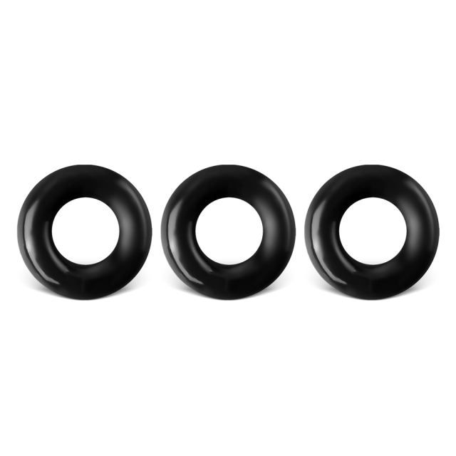Stay Hard Triple Black Cock Ring Kit — Little Luxury