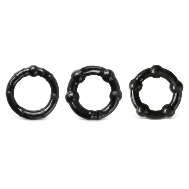 Stay Hard Black Triple Cock Ring Kit — Limited Crush