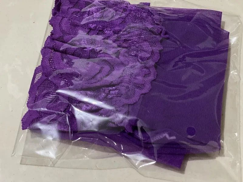 Thigh High Stockings Lace Top-Purple-One Size