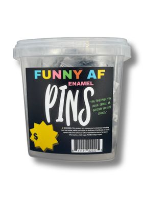 Funny AF Enamel Pin Case Pack (6 x 100ct Buckets) – Wholesale Only