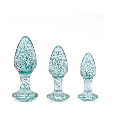 Adam &amp; Eve Glitter Gem Butt Plug Set Blue