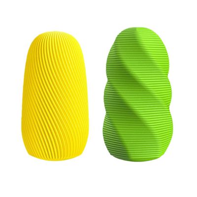 Two Pack TPE Male Masturbator 3.74" Yellow &amp; Green