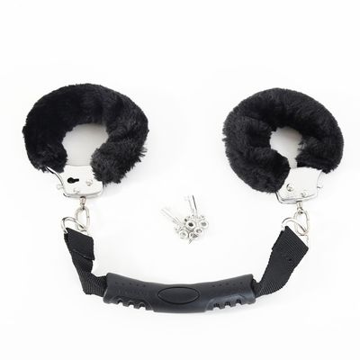 Furry Handcuffs Tether Black