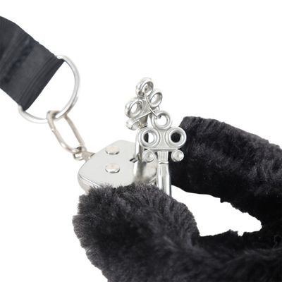 Furry Handcuffs Tether Black