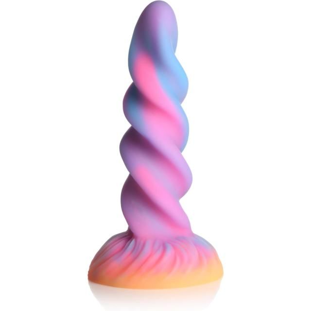 7.88'' Glow-in-the-Dark Unicorn Twist Medical-Grade Silicone Spiral Fantasy Dildo