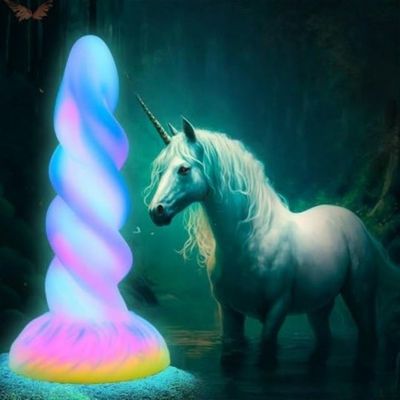 7.88'' Glow-in-the-Dark Unicorn Twist Medical-Grade Silicone Spiral Fantasy Dildo