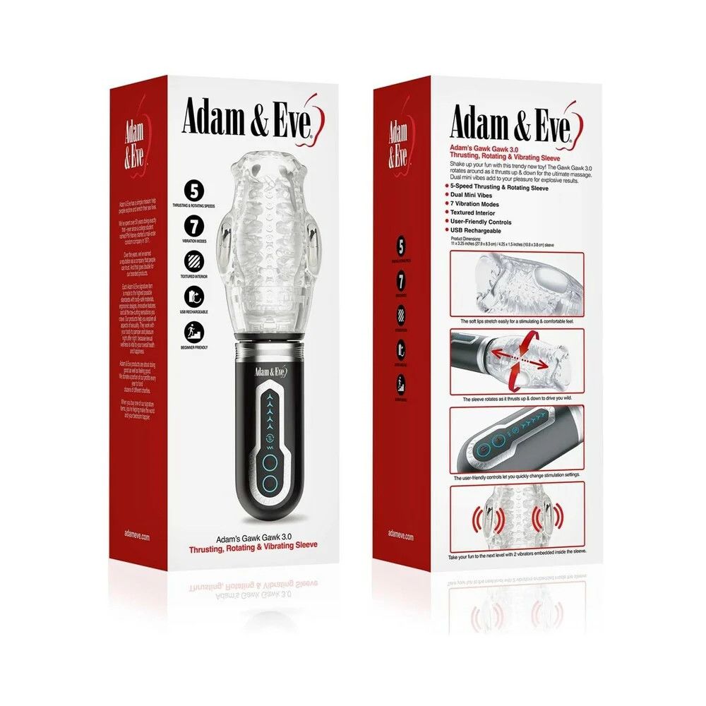 Adam &amp; Eve Adam's Gawk Gawk 3.0 Thrusting Rotating &amp; Vibrating Sleeve