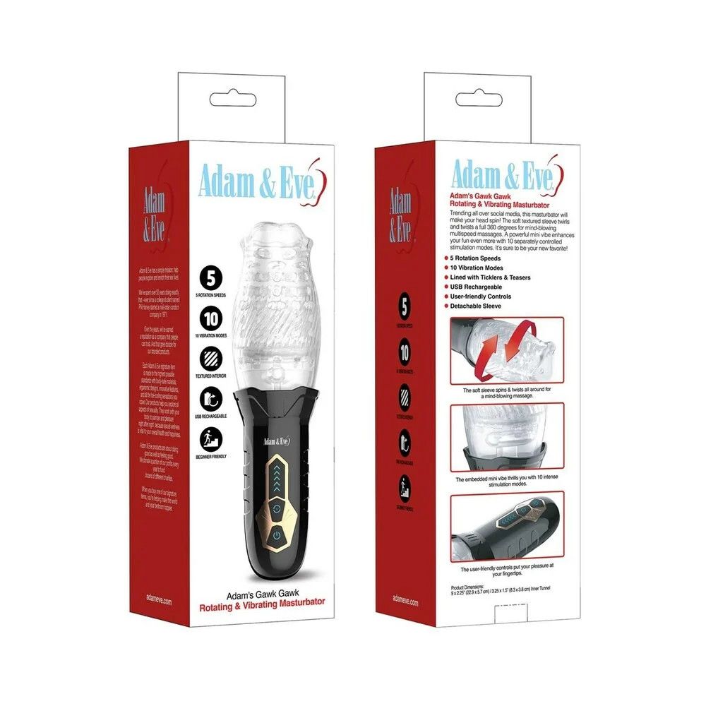 Adam &amp; Eve Adam's Gawk Gawk Rotating &amp; Vibrating Masturbator
