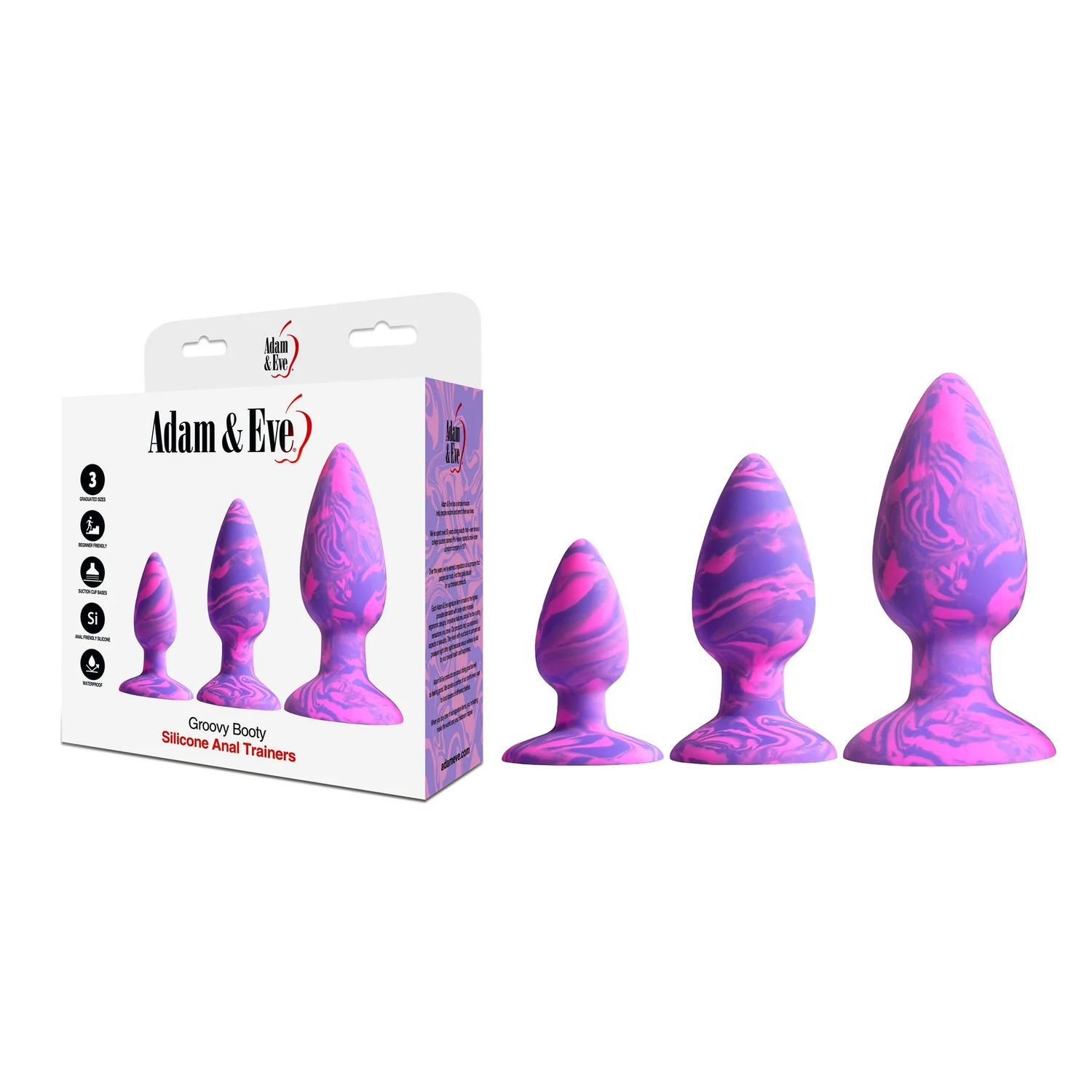 Adam &amp; Eve Groovy Booty Silicone Anal Trainer Set