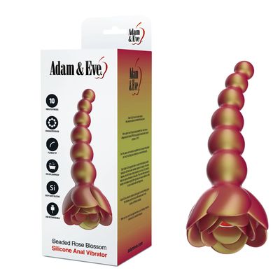 Adam &amp; Eve Beaded Rose Blossom Silicone Anal Vibrator