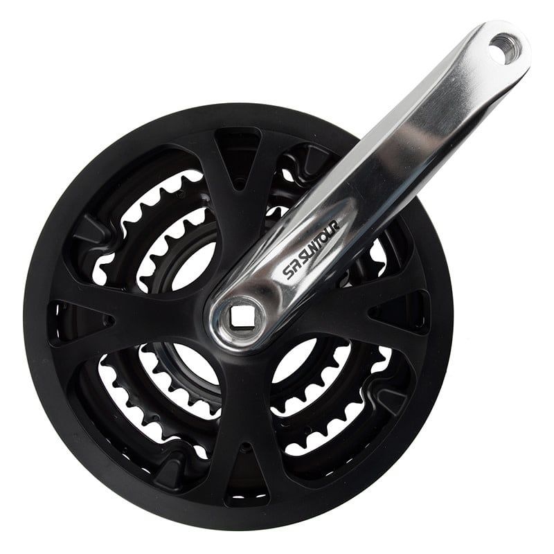 Crankset SR Suntour XCC CW14 175 mm 48/38/28t Square Taper Silver/Black
