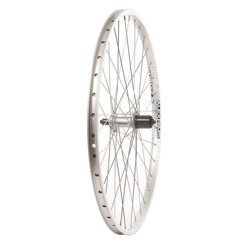 Wheel Alex DM18 Silver/ Shimano Acera FH-T3000 26&quot; 36h QR 135 mm O.L.D. Shimano HG Cassette SS Spokes Silver