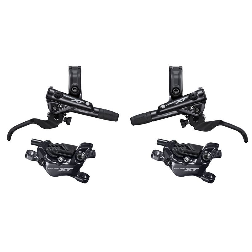 Disc Brake Set Shimano Deore XT BL-M8100 (L&amp;R), BR-M8120(F&amp;R), Dual Piston Metal Finned Pads Black