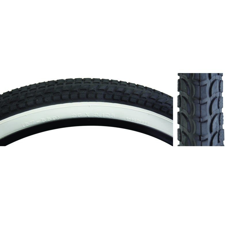 Tire Kenda Cruiser K927 26x2.125&quot; Black w/White Sidewall &amp; Sun Logo