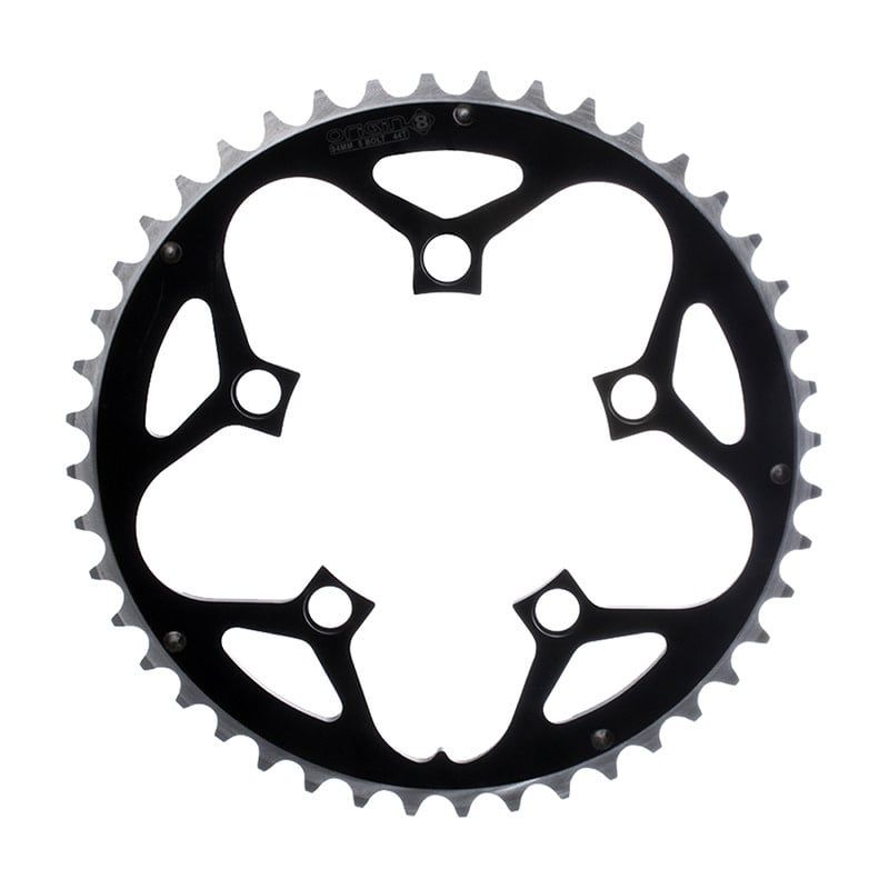 Chainring Origin8 Alloy Road Ramped 130 mm B.C.D. 53t Black/Silver