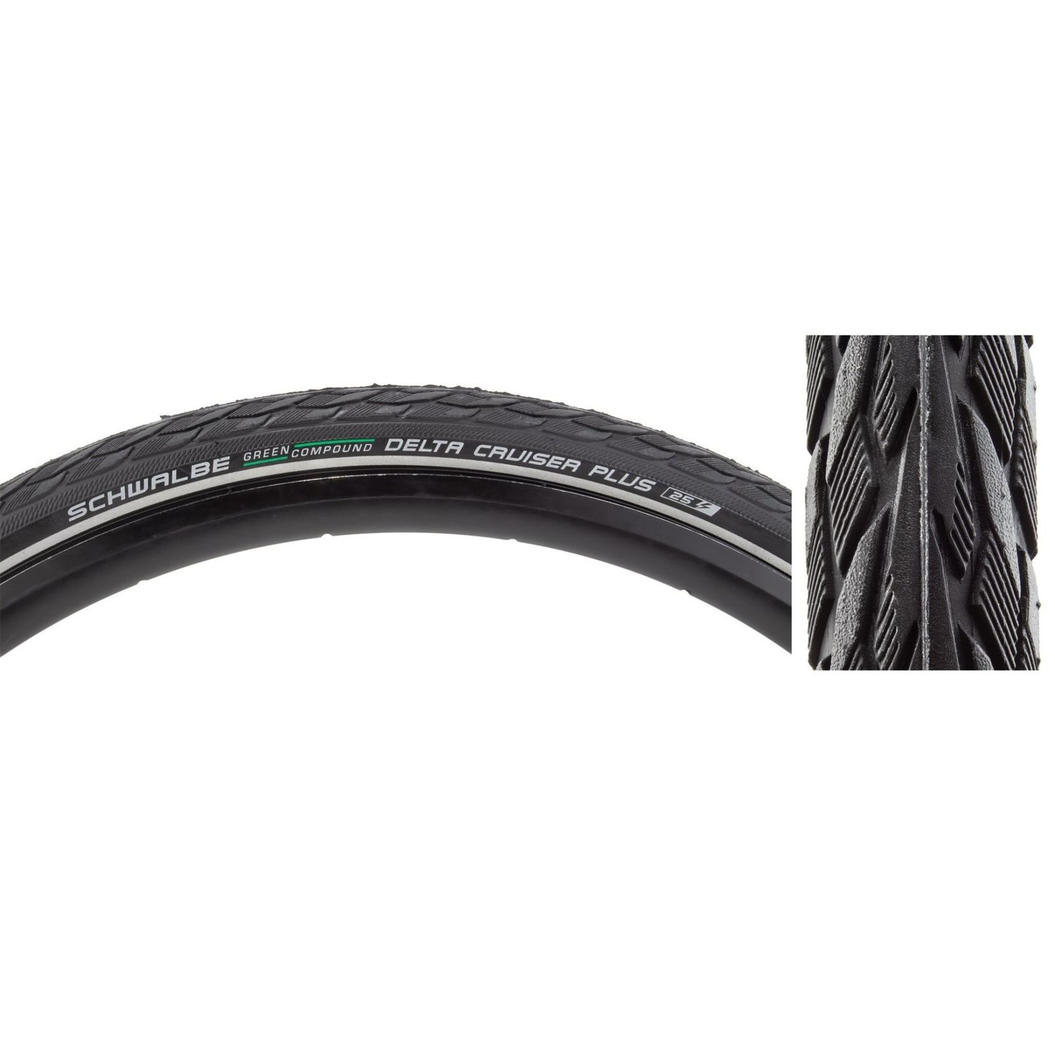 Tire Schwalbe Delta Cruiser+700x32c Active Twin PG Black w/Reflective Stripe