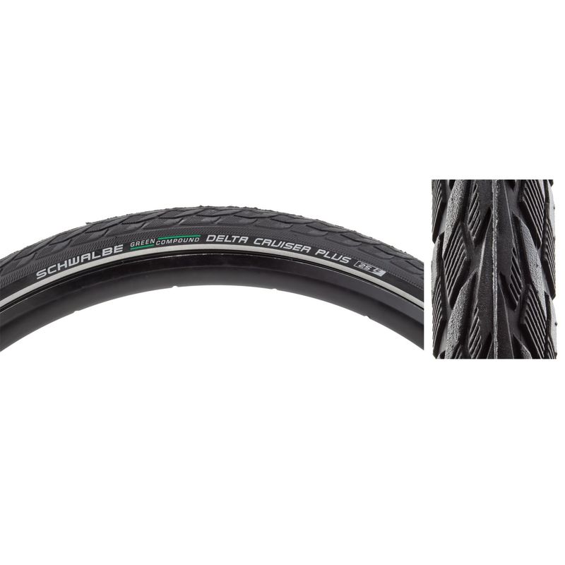 Tire Schwalbe Delta Cruiser+700x32c Active Twin PG Black w/Reflective Stripe