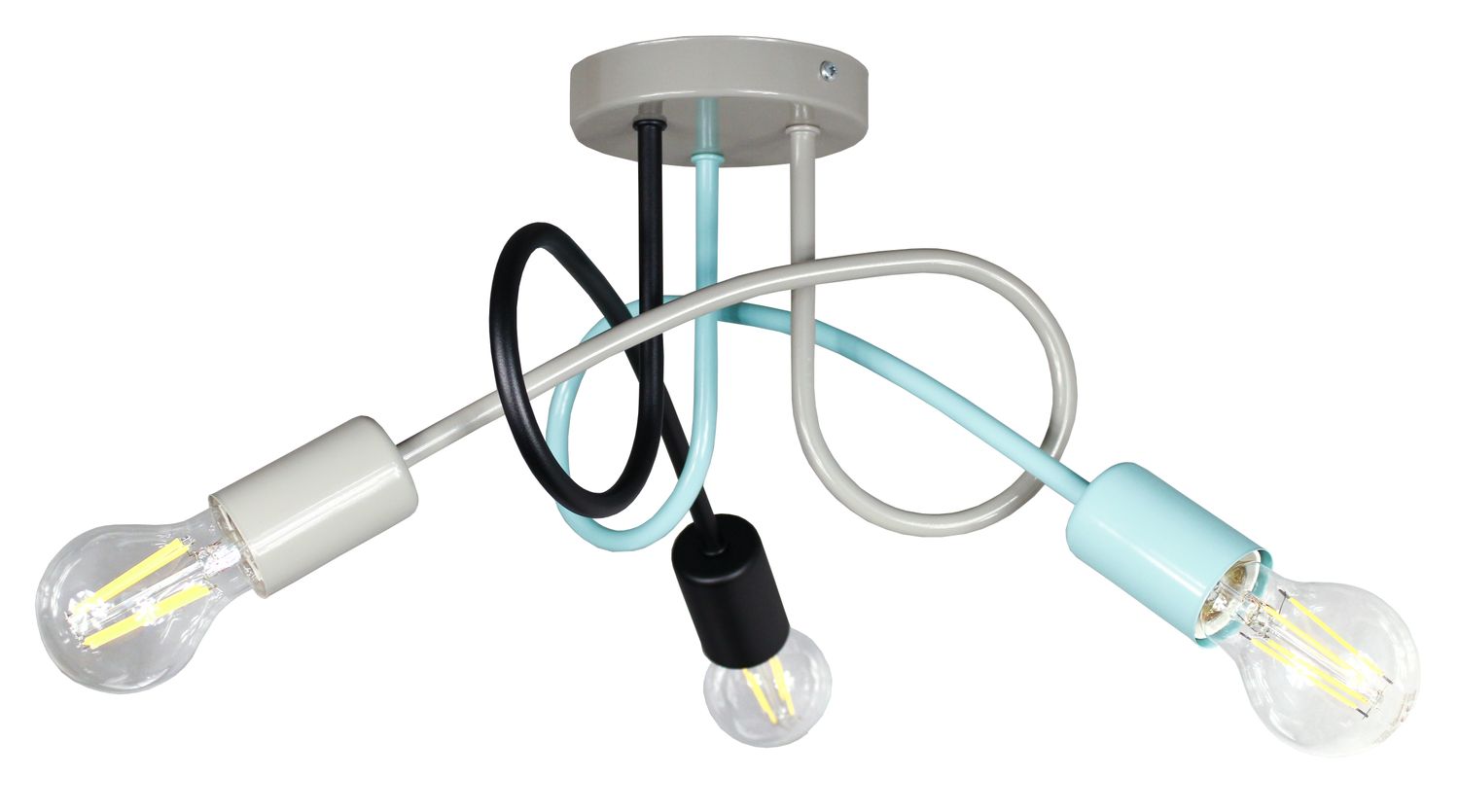 Lampa DECORI Edison Mini 3 Mięta Szary Czarny, 1 szt