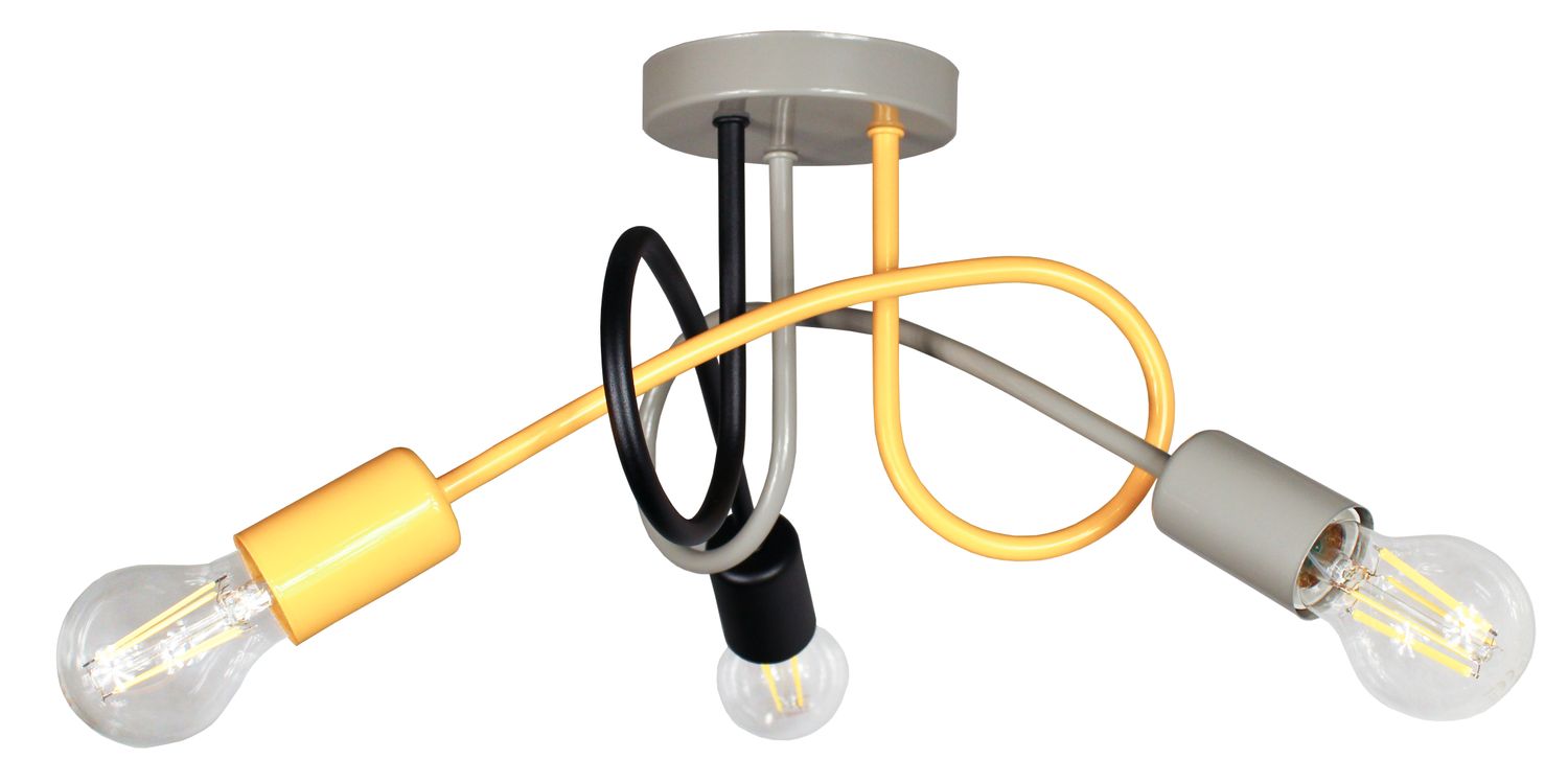 Lampa DECORI Edison Mini 3 Żółty Szary Czarny, 1 szt