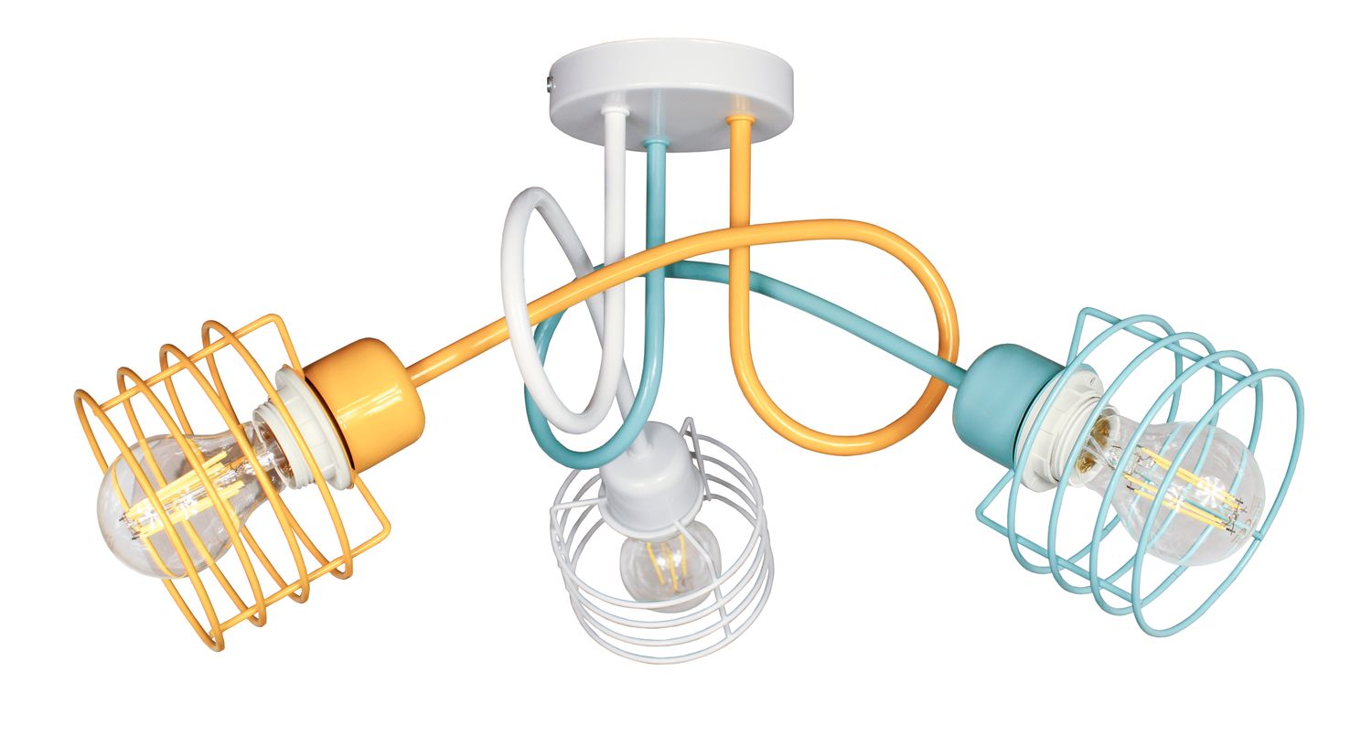Lampa DECORI Edison Mini Kosz 3 Biały Żółty Mięta, 1 szt