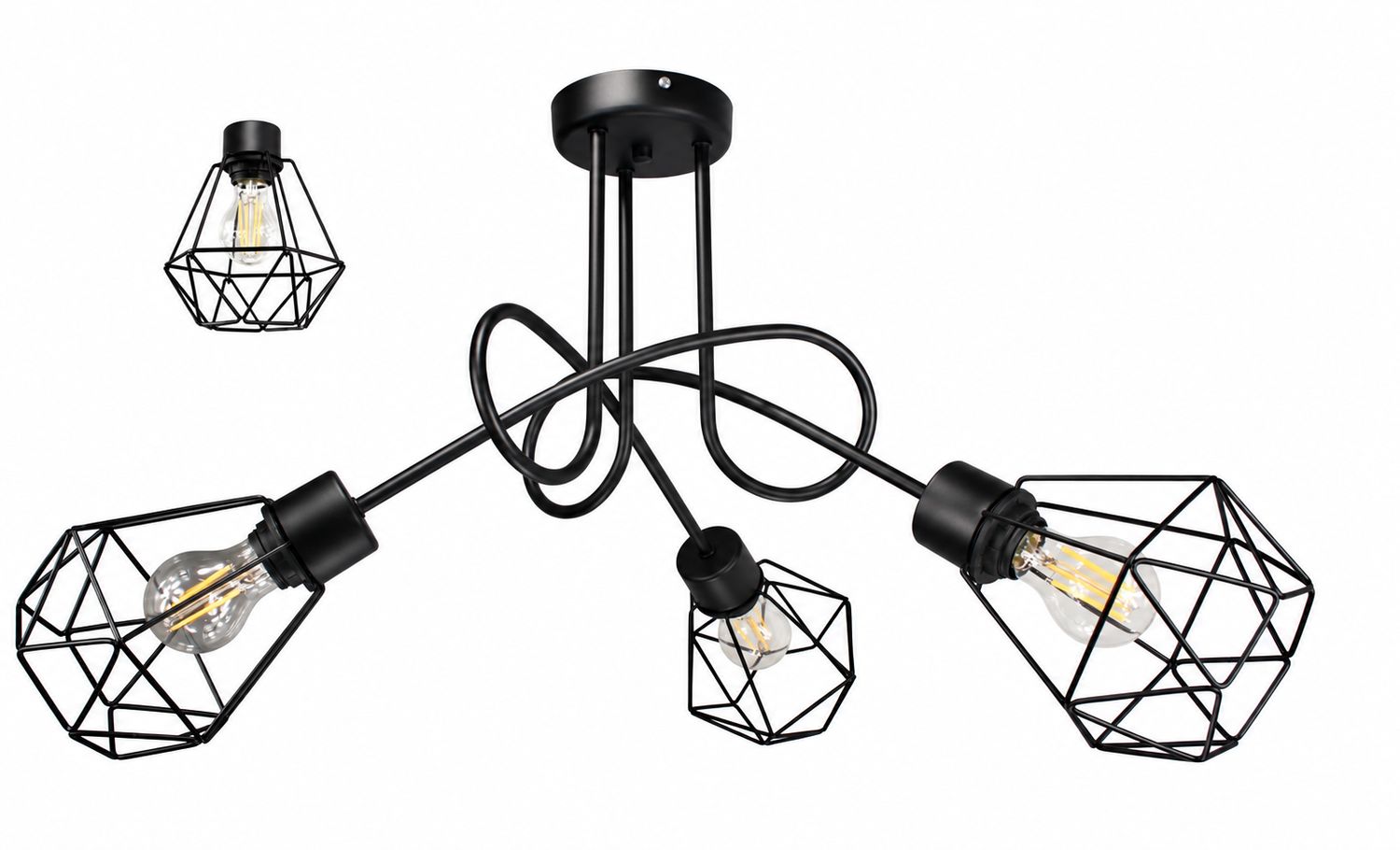 Lampa DECORI Edison Max 3 Diamond Czarny, 1 szt