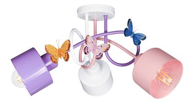 Lampa DECORI Edison Mini Klosz 3 Dekor Fiolet Biały Róż, 1 szt
